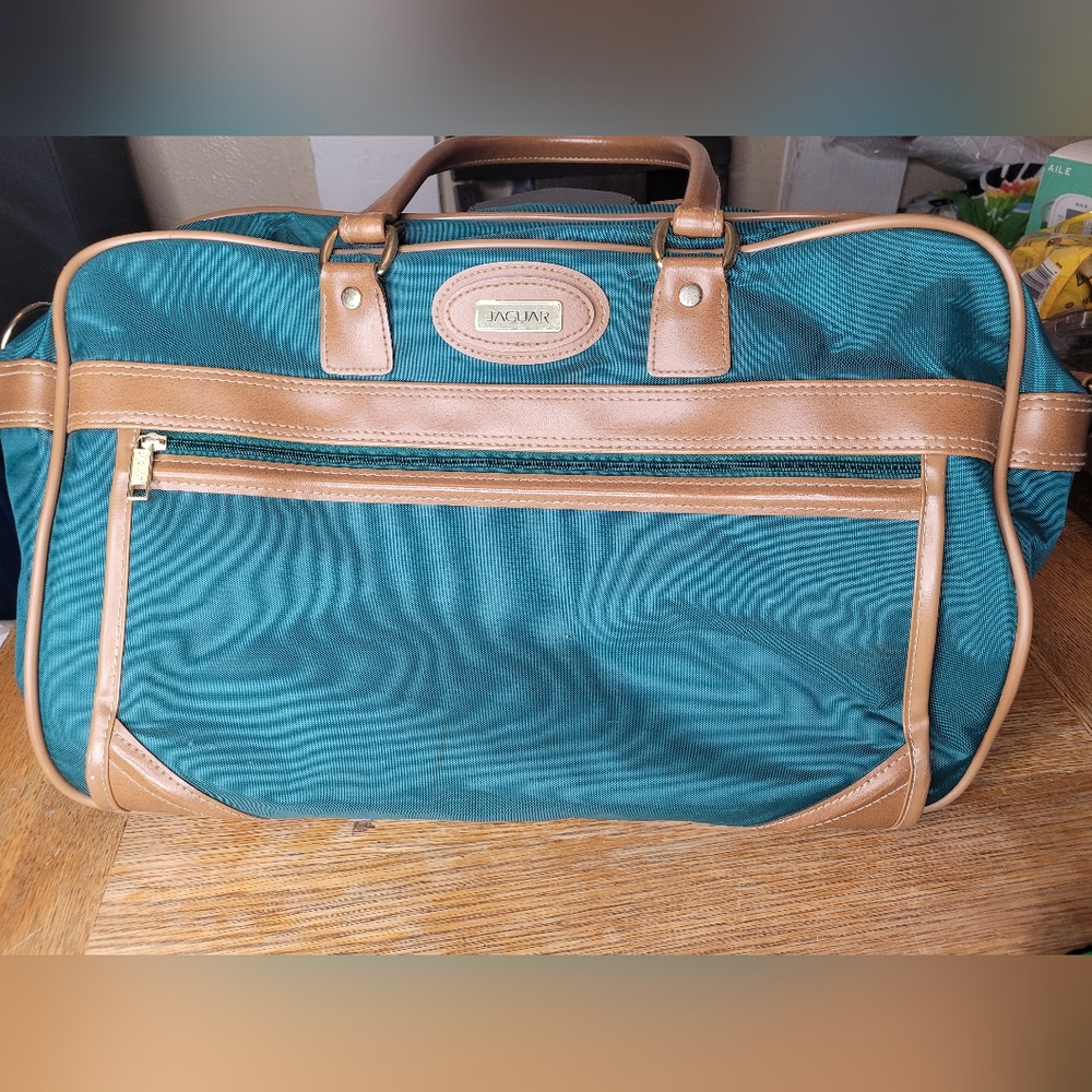 Jaguar Bag Vintage Carry On Luggage Green Nylon Green Plane Travel